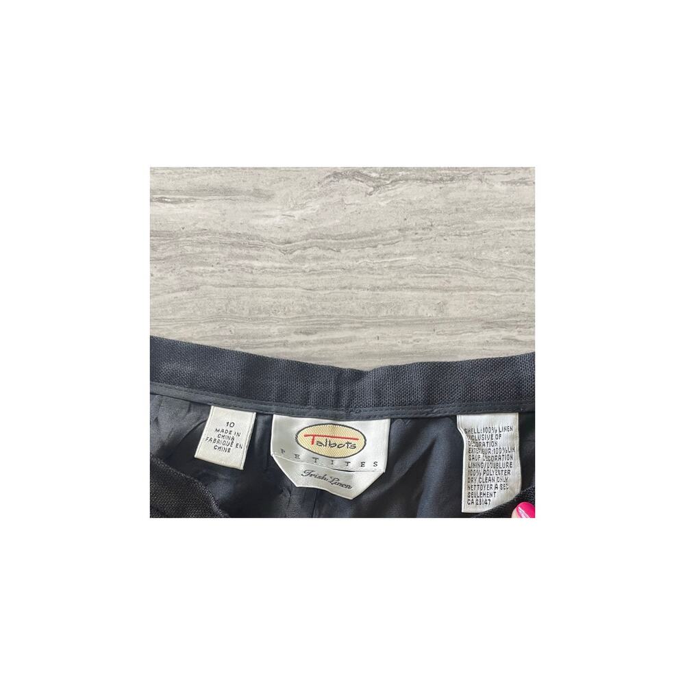 Talbots Size 10P Linen Black Lemons Embroidery Crop Chino Vintage High Waist - Picture 7 of 7